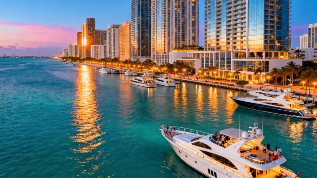 Miami Beach luxury condos and ocean view.