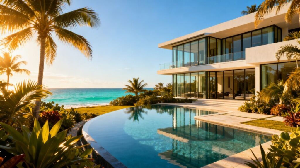 Luxury Florida mansion with ocean view and infinity pool.