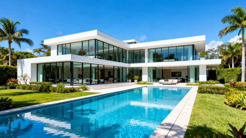 Luxury mansion with pool in South Florida.