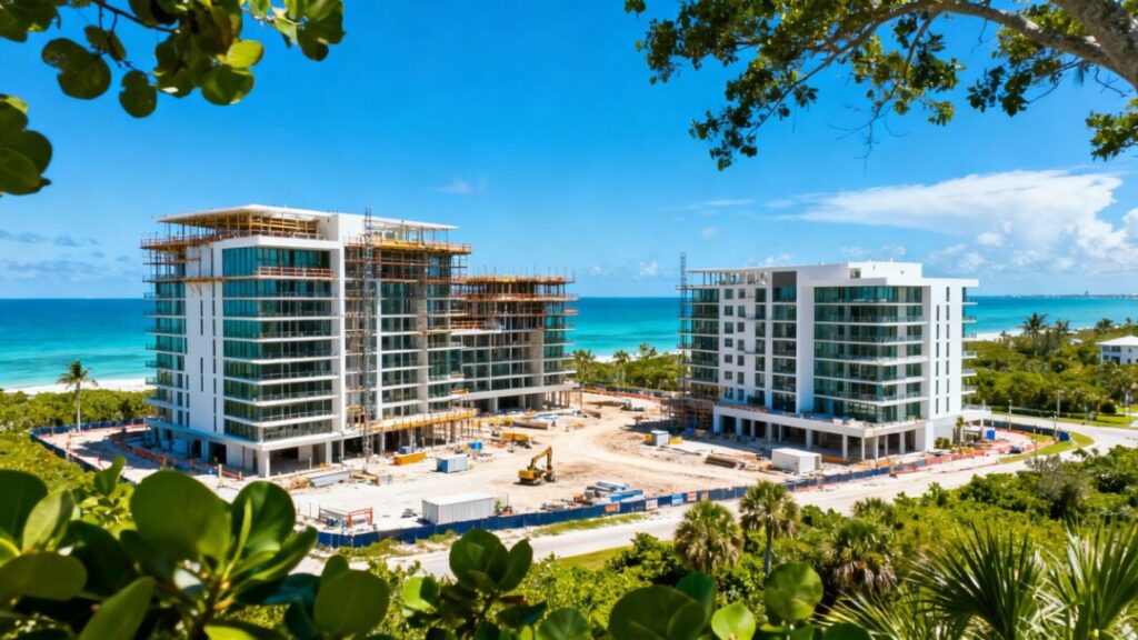 Florida coastline with new community construction.
