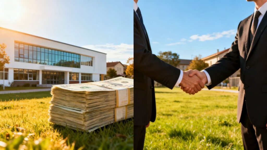 School buildings and a financial transaction over a land deal.