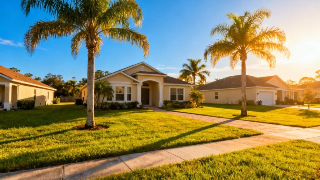 Florida homes under a sunny sky.