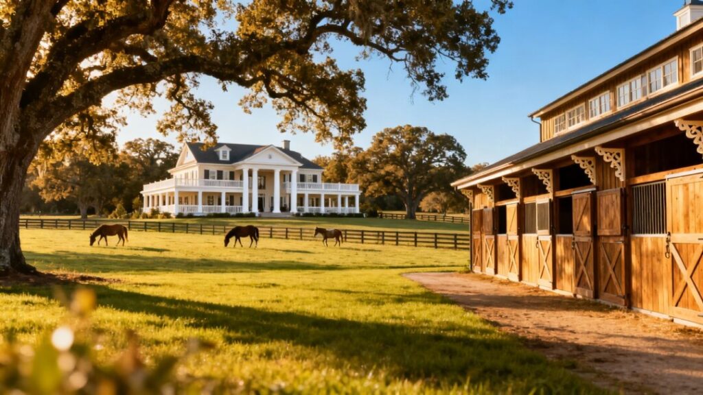 Devin White's Odessa equestrian estate with home and stables.