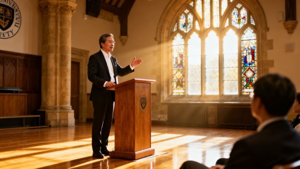 David Ling speaking at a Penn State lecture.