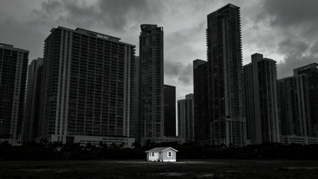 Miami skyline with unaffordable housing costs.