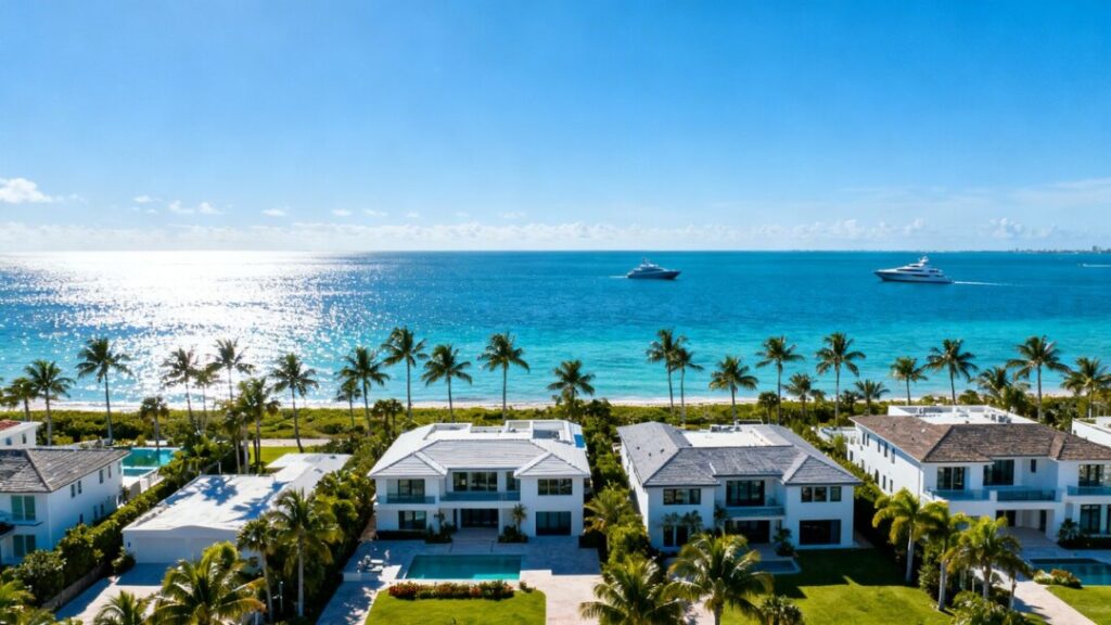 South Florida homes and coastline with ocean view.