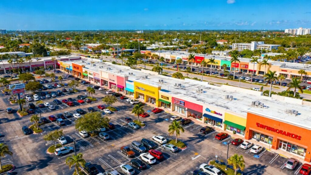 Broward County shopping center aerial view