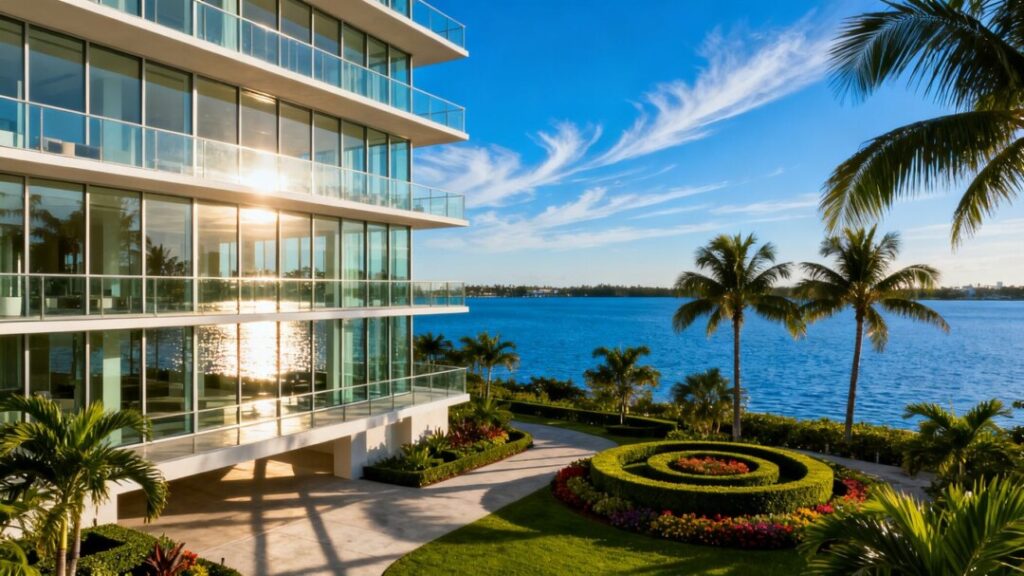 Santa Maria Brickell condominium tower by the water.