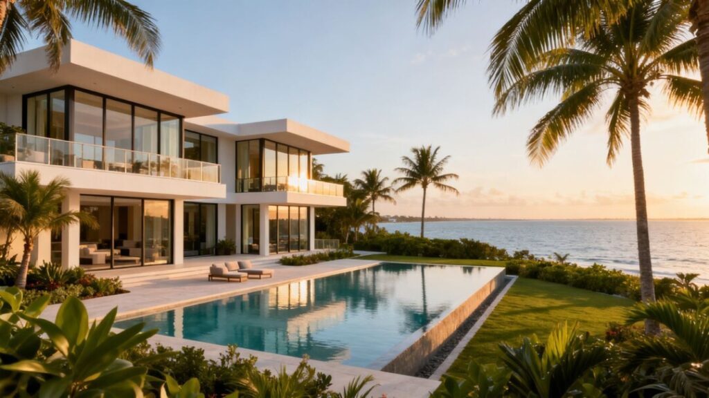 Waterfront mansion with pool and ocean view