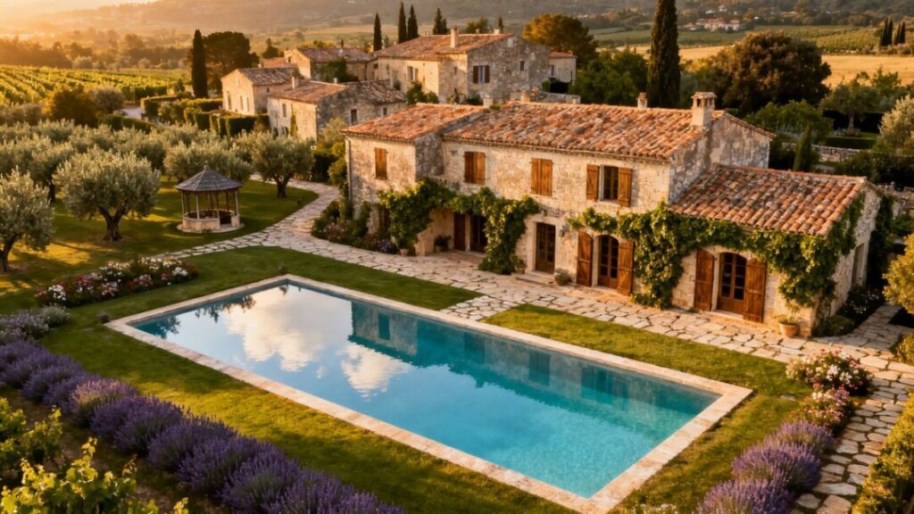 [Johnny Depp]'s French village estate with pool and gardens.