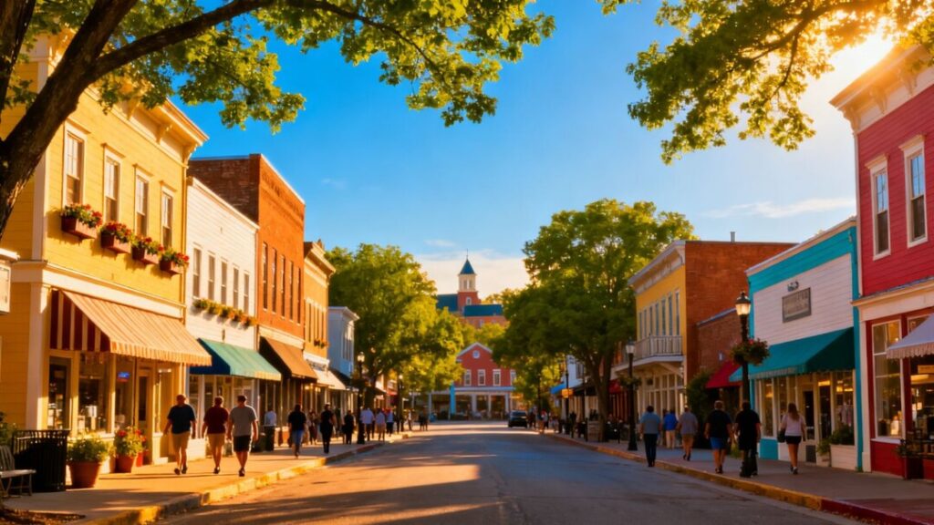 Charming main street of a small American town.