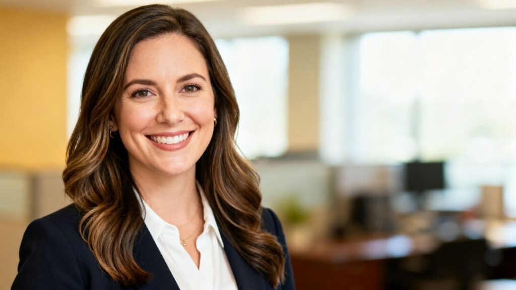Ashleigh McGlothlin smiling in a professional setting.