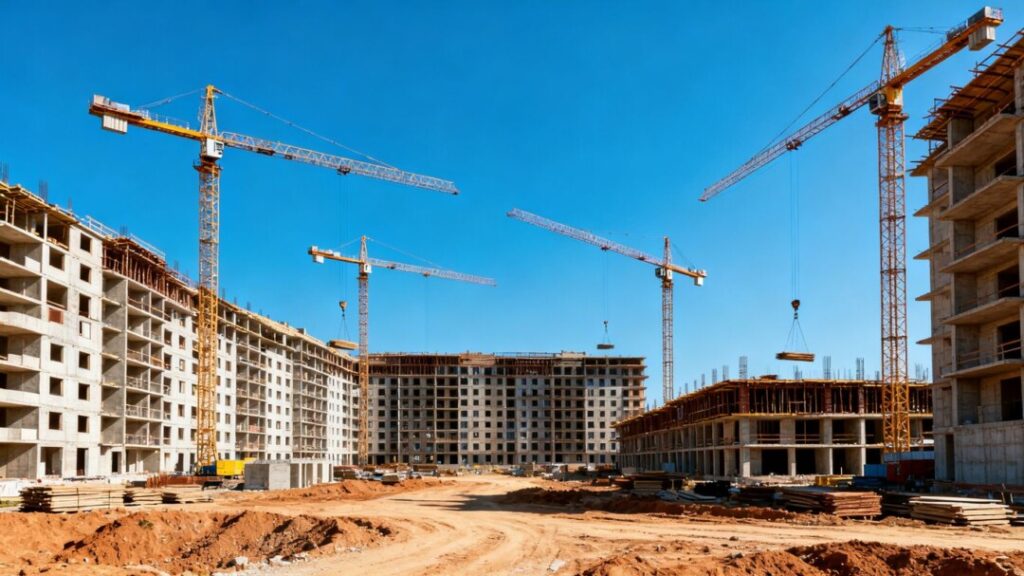 Construction of a large mixed-use residential project.