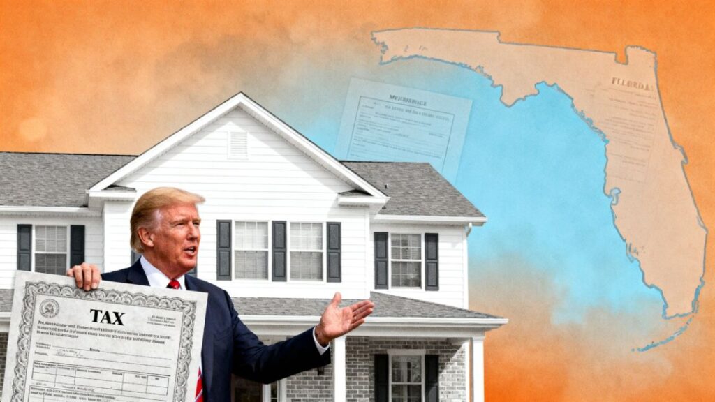 Florida governor and property tax amendment near house.