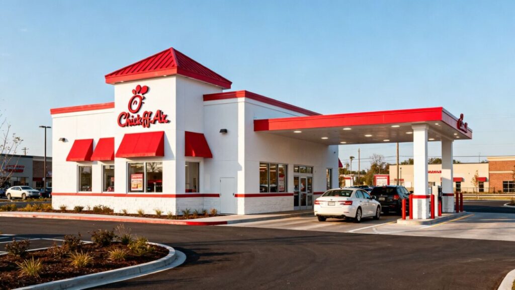 Riverview Chick-fil-A building and drive-thru.