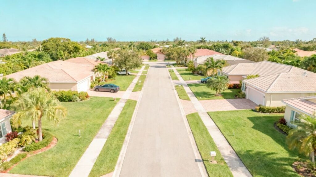 Quiet residential street in Boynton Beach, Florida.