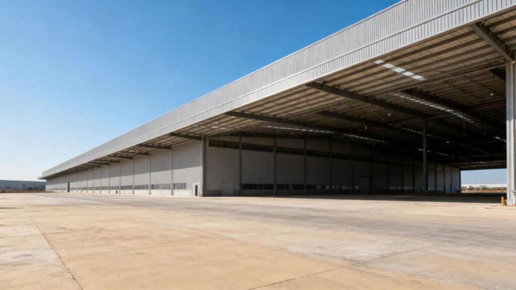 Industrial building and open lot