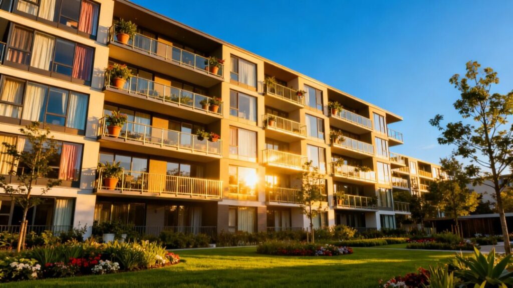 Florida multifamily property with blue sky and green landscaping.