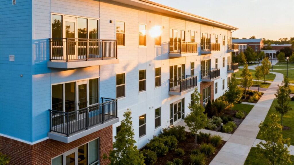 Student housing complex near universities.