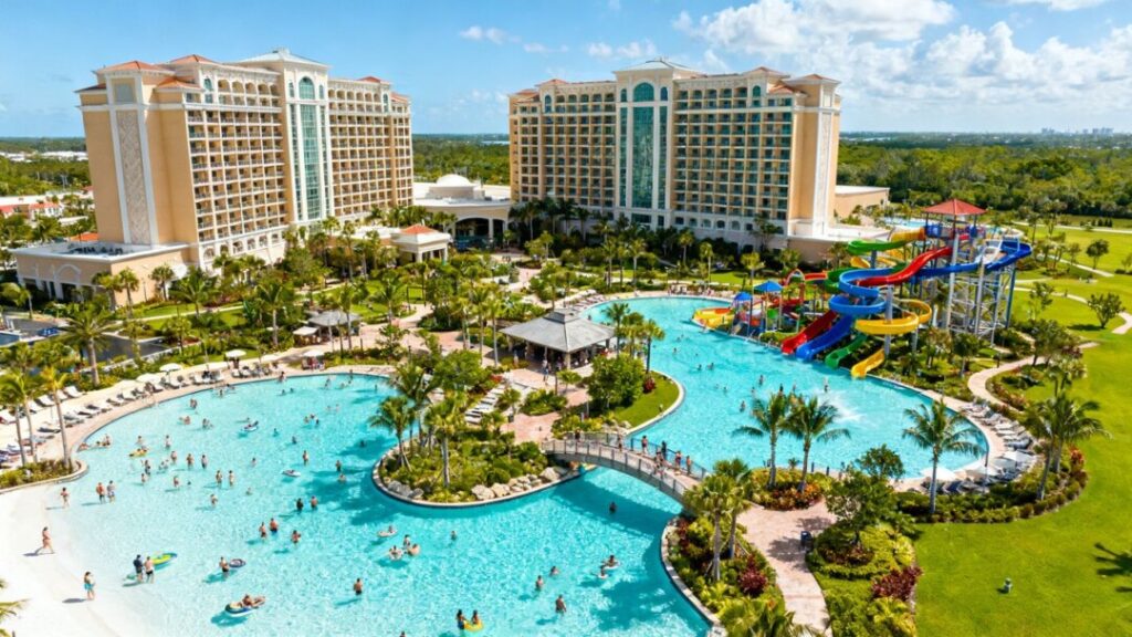 Orlando resort campus with hotels and water park.