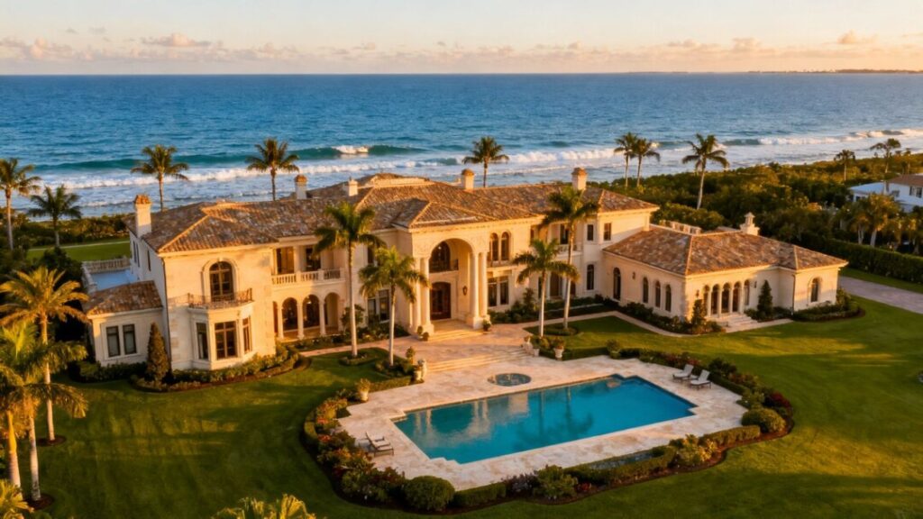 Naples waterfront estate with pool and ocean view