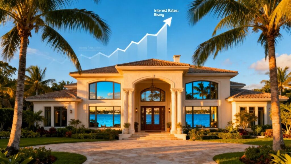 Luxury Florida mansion with waterfront view.