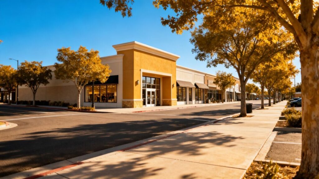 Retail building on a sunny day