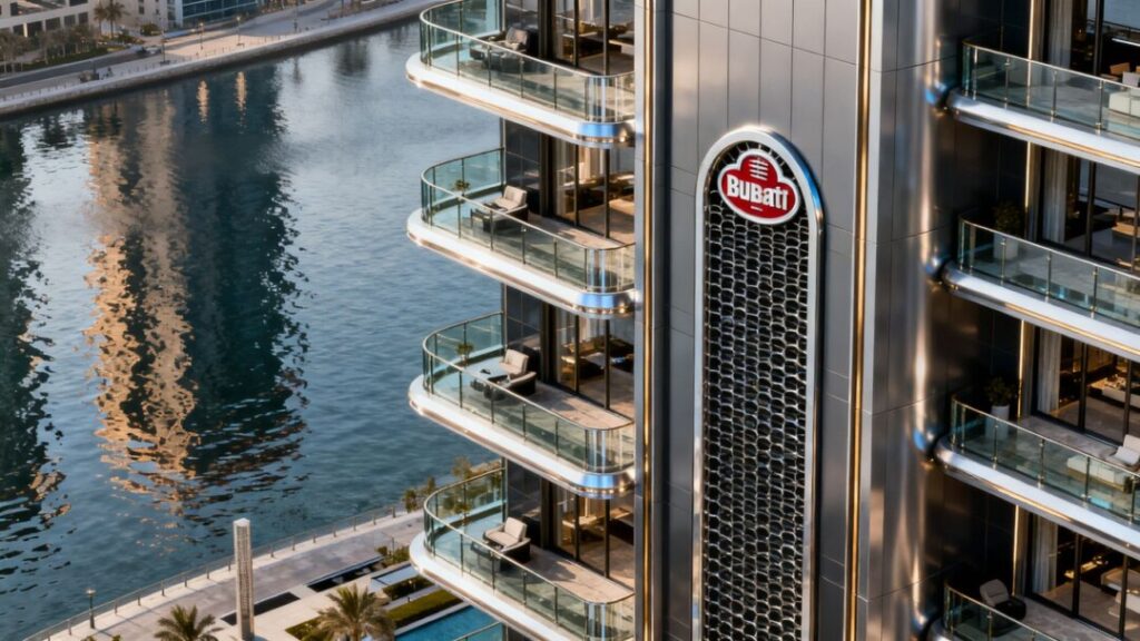Bugatti skyscraper in Brickell with waterfront view.