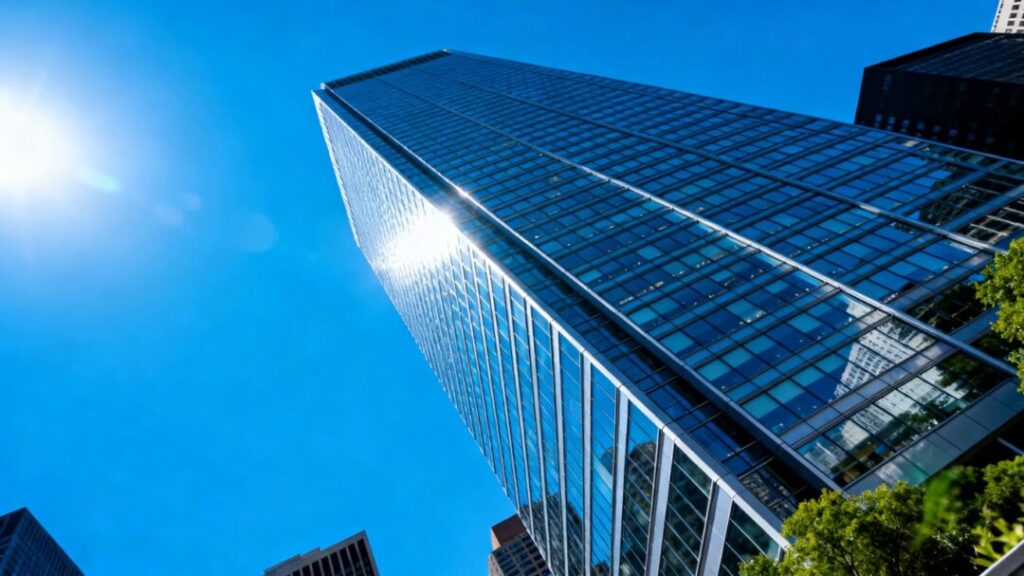 Skyscraper at 120 Park Avenue with glass facade.