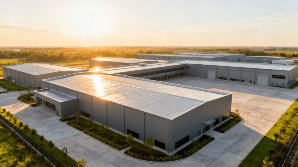 South Florida industrial campus with modern buildings and paved areas.