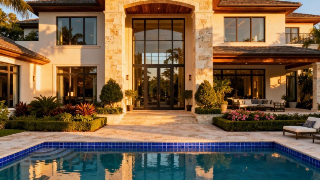 Expansive Florida estate with pool and modern architecture.