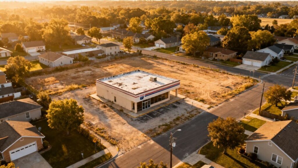 Former post office site with potential for housing development.