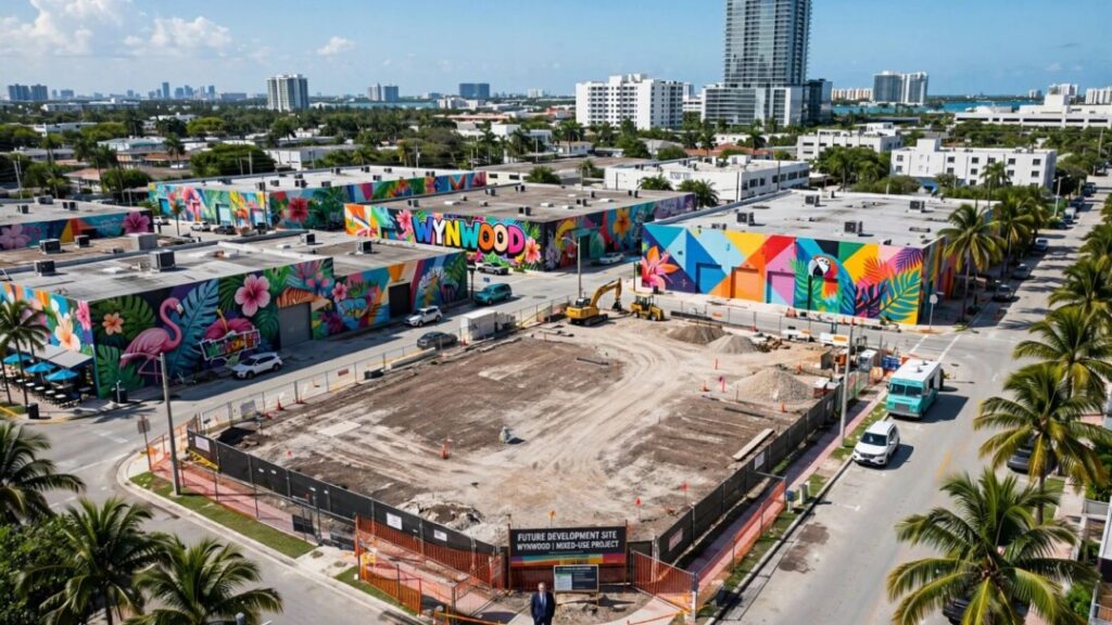 Ken Griffin views a Wynwood property beneath Miami’s sunny skyline.