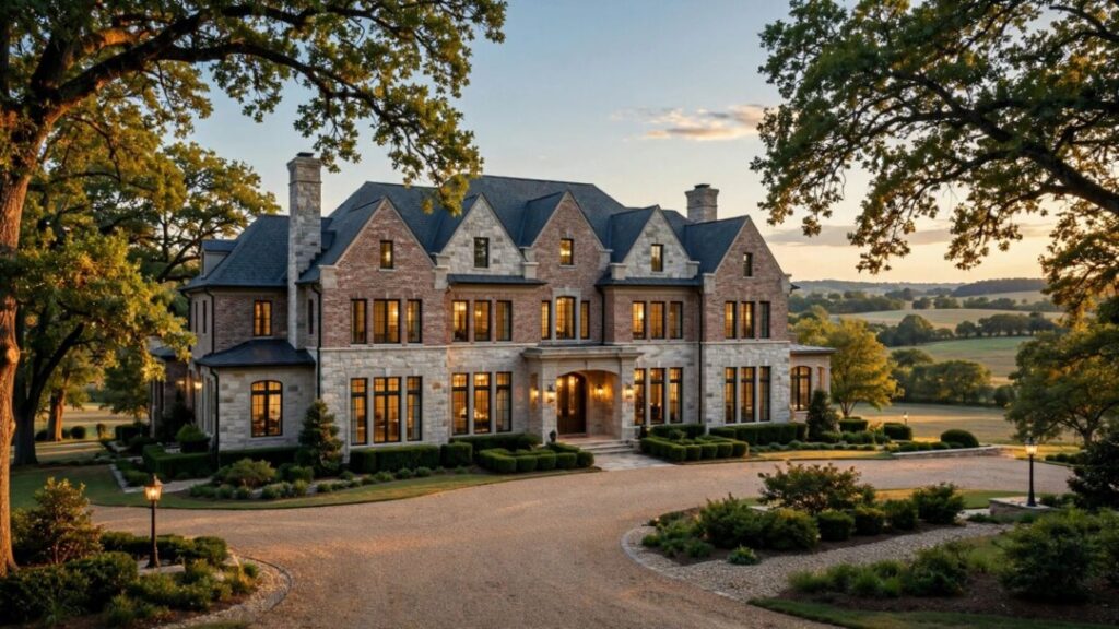 Nashville-area mansion surrounded by trees and landscaped grounds