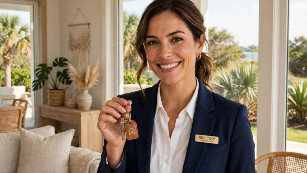 Panama City real estate agent in a bright Florida home