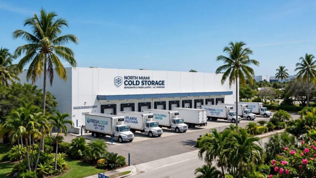 Fully leased North Miami cold-storage warehouse with refrigerated delivery trucks