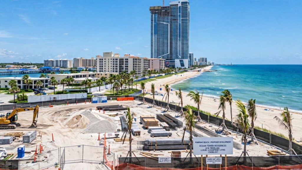Proposed high-rise near a cleared coastal site in Pompano Beach