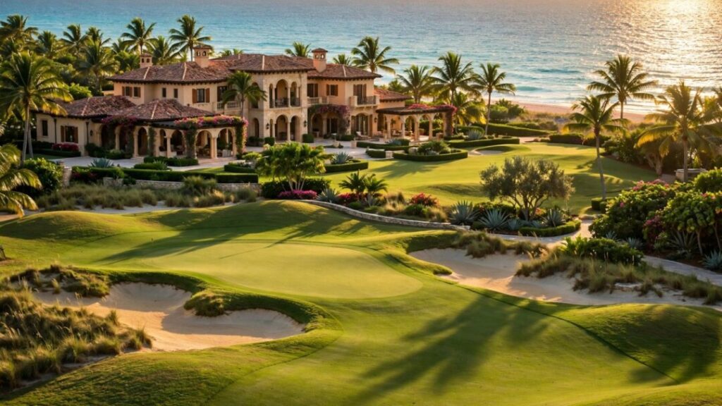 Luxury Florida estate beside a golf course and turquoise ocean