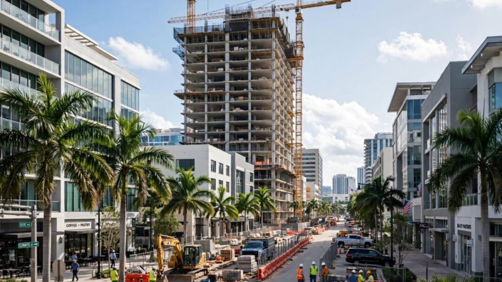 Delayed office tower under construction in downtown West Palm Beach