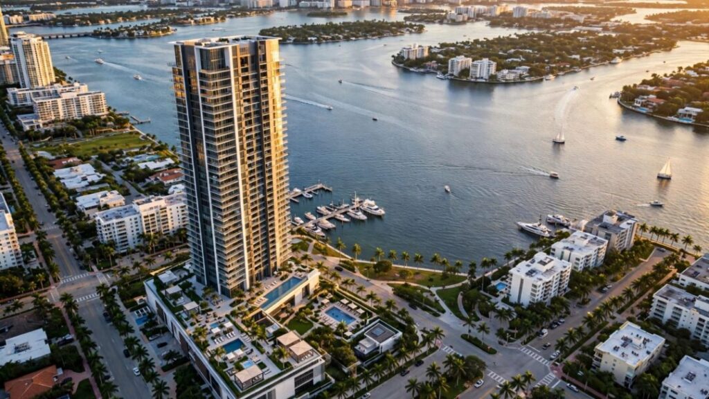 Luxury residential tower overlooking Biscayne Bay in Miami Edgewater