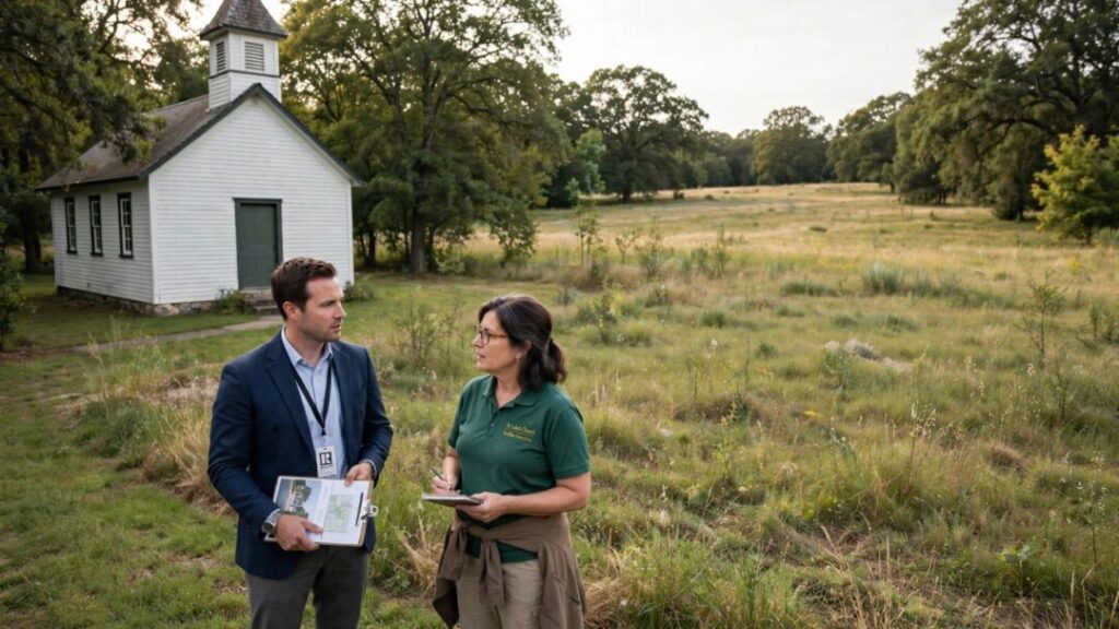 Family church beside land being considered for sale