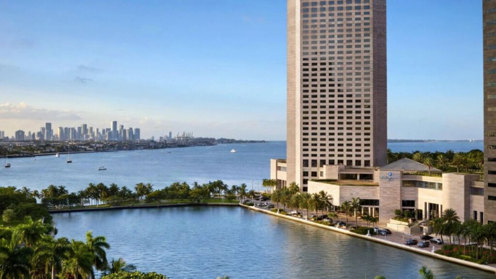 InterContinental Miami hotel overlooking Biscayne Bay and downtown skyline
