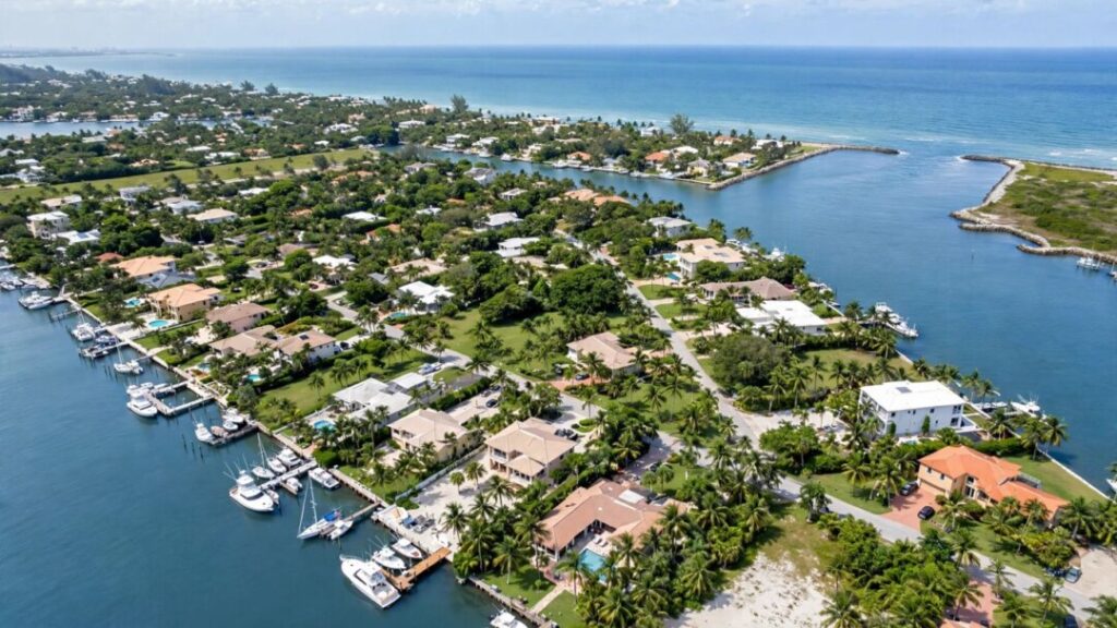 Waterfront property near Pompano Inlet beside marina and coastal homes